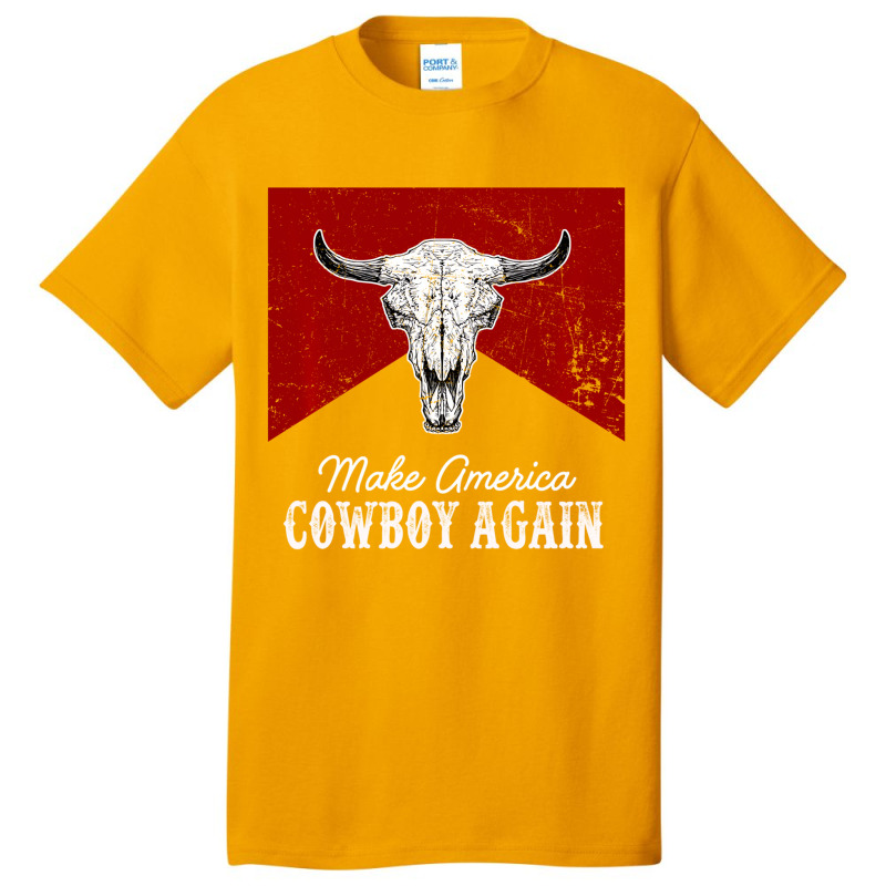 Western Country Bull Skull Makes America A Cowboy Basic T-shirt | Artistshot