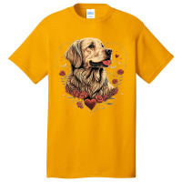 Funny Golden Retriever Dog Valentine Day T Shirt Basic T-shirt | Artistshot