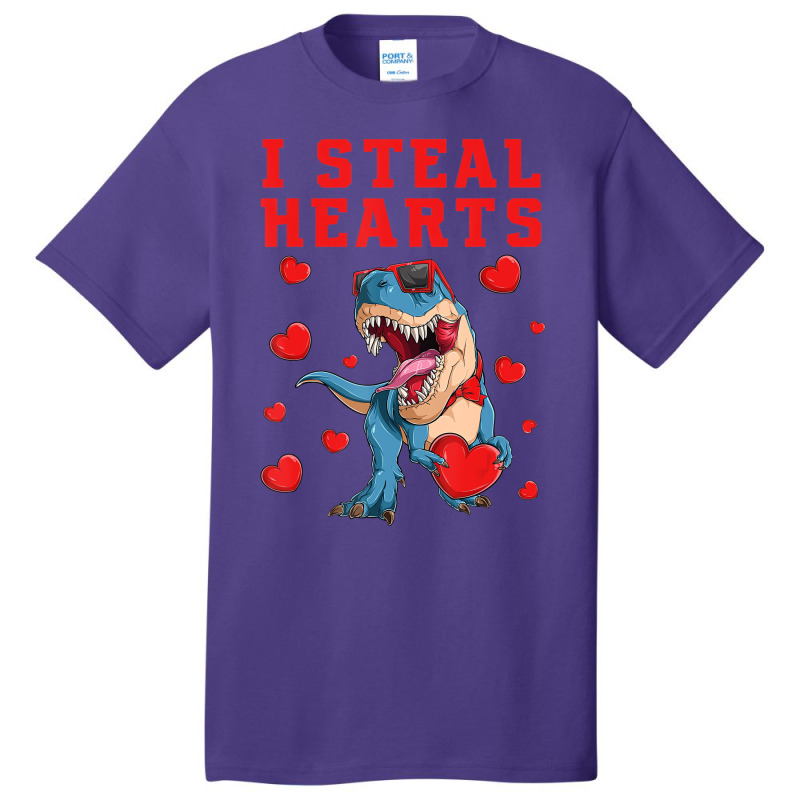 I Steal Hearts Valentines Day Dinosaur Boys Men Lo Basic T-shirt | Artistshot