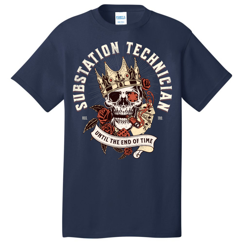 Substation Technician Skull With Cigar Design Basic T-shirt by zekrinatorer | Artistshot