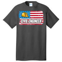 Civil Engineer American Flag Patriotic Civil Engin Basic T-shirt | Artistshot