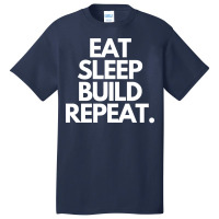 Eat Sleep Build Repeat Hippie Retro Basic T-shirt | Artistshot