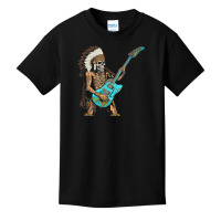 Native American Indian Playing Electric Guitar Roc Basic Youth T-shirt | Artistshot