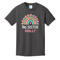 Big Sister Finally Rainbow New Baby Announcement T Basic Youth T-shirt | Artistshot