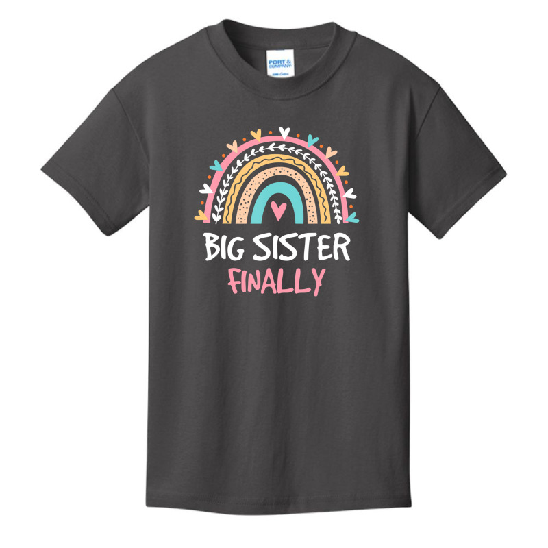 Big Sister Finally Rainbow New Baby Announcement T Basic Youth T-shirt by scrabeck | Artistshot