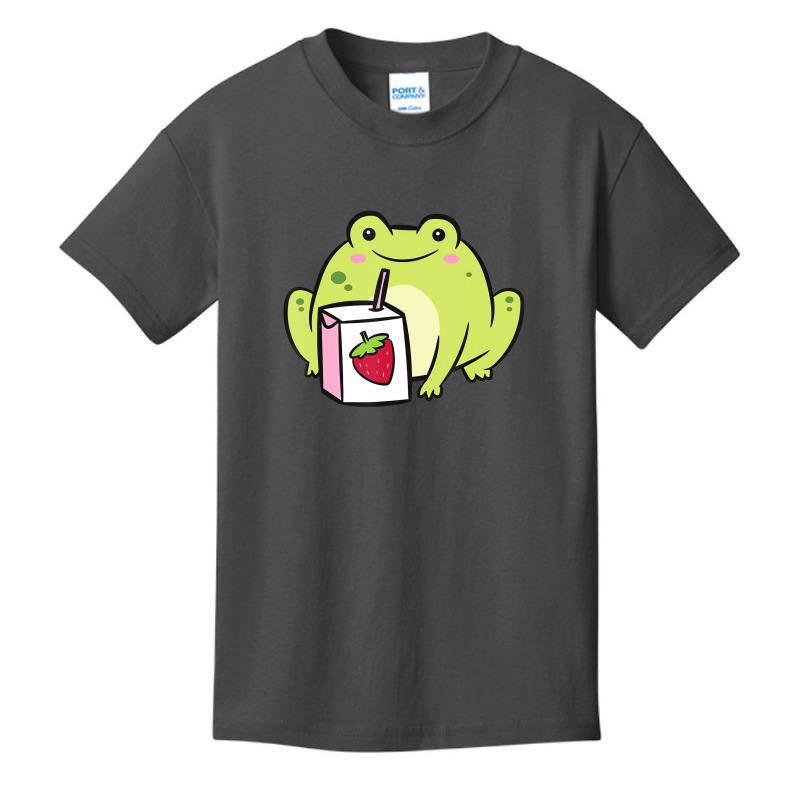 Funny Frog Lover Frog With Strawberry Milk T Shirt Basic Youth T-shirt by voutsro | Artistshot