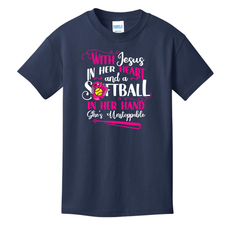 Jesus In Her Heart Softball Hand Funny Pitcher For Basic Youth T-shirt by krumsiek | Artistshot