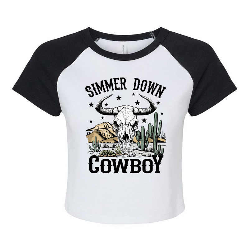 Simmer Down Cowboy Raglan Crop Top | Artistshot