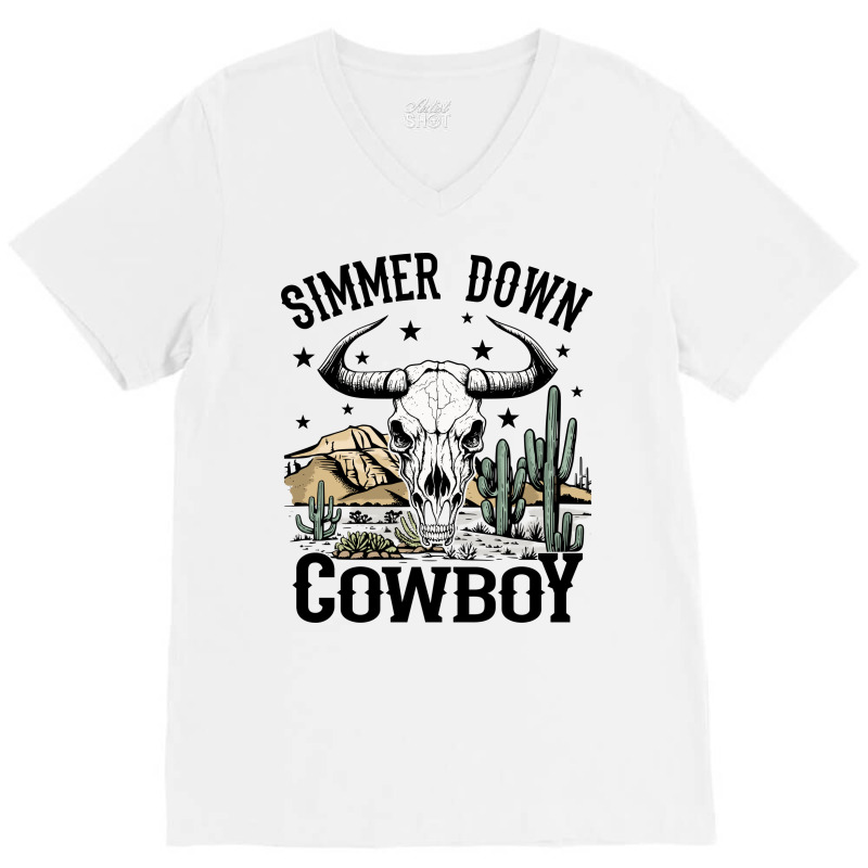 Simmer Down Cowboy V-neck Tee | Artistshot