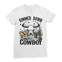 Simmer Down Cowboy Ladies Fitted T-shirt | Artistshot