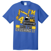 4 Year Old Crushing It Construction Truck 4th Birt Basic T-shirt | Artistshot