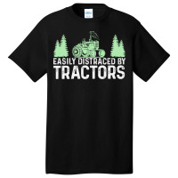 Easily Distracted By Tractors Tractor Farmer Basic T-shirt | Artistshot