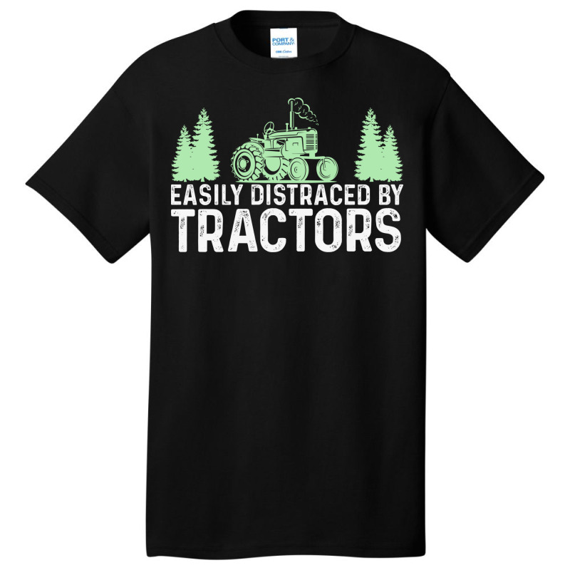 Easily Distracted By Tractors Tractor Farmer Basic T-shirt by lodenbuduanf | Artistshot