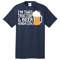 Tractor Beer Kinda Girl Farmer Summer Basic T-shirt | Artistshot