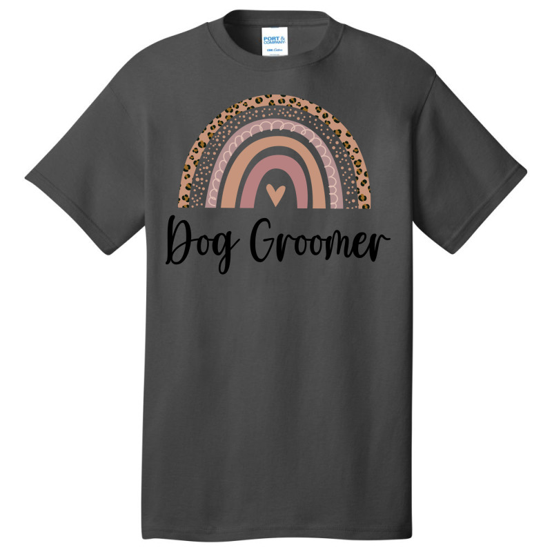 Dog Groomer Minimal Rainbow Design (1) (1) Basic T-shirt | Artistshot