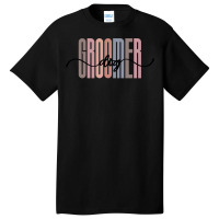 Dog Groomer Tall Font Contrast On White Design (1) Basic T-shirt | Artistshot