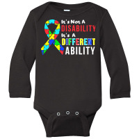 Autism Awareness T  Shirt Autism Is Not A Disability It's A Different Long Sleeve Baby Bodysuit | Artistshot