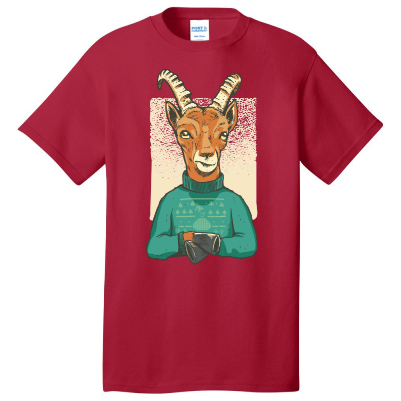 Christmas Gazelle Blue Basic T-shirt by poholdelanic | Artistshot