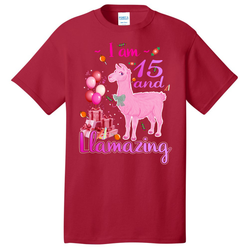 I Am 15 Years Old And Llamazing 15th Llama Birthda Basic T-shirt | Artistshot