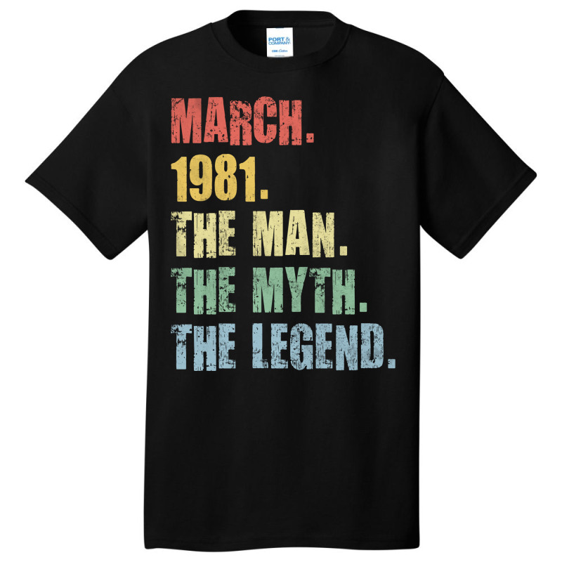 40th Birthday Man Myth Legend 1981 Hipster Basic T-shirt | Artistshot