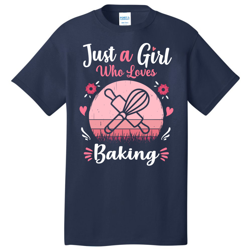 Just A Girl Who Loves Baking Pink Retro Vintage Gi Basic T-shirt by gorjejezlomx | Artistshot