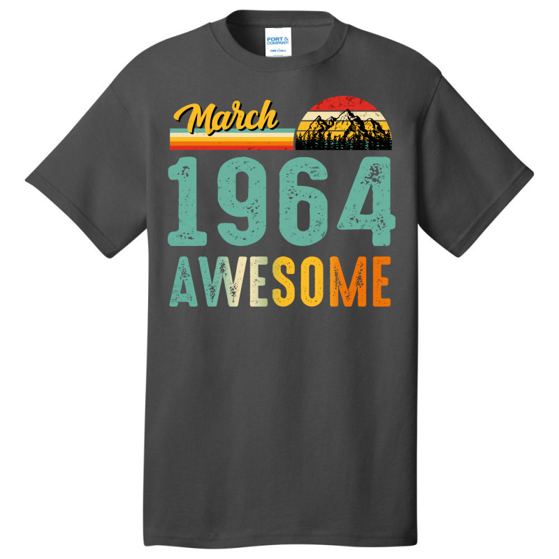 March 1964 Birthday Gift  Vintage March 1964 Aweso Basic T-shirt | Artistshot