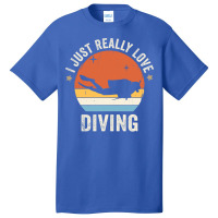 I Just Really Love Diving 80s Retro Vintage Sunset Basic T-shirt | Artistshot