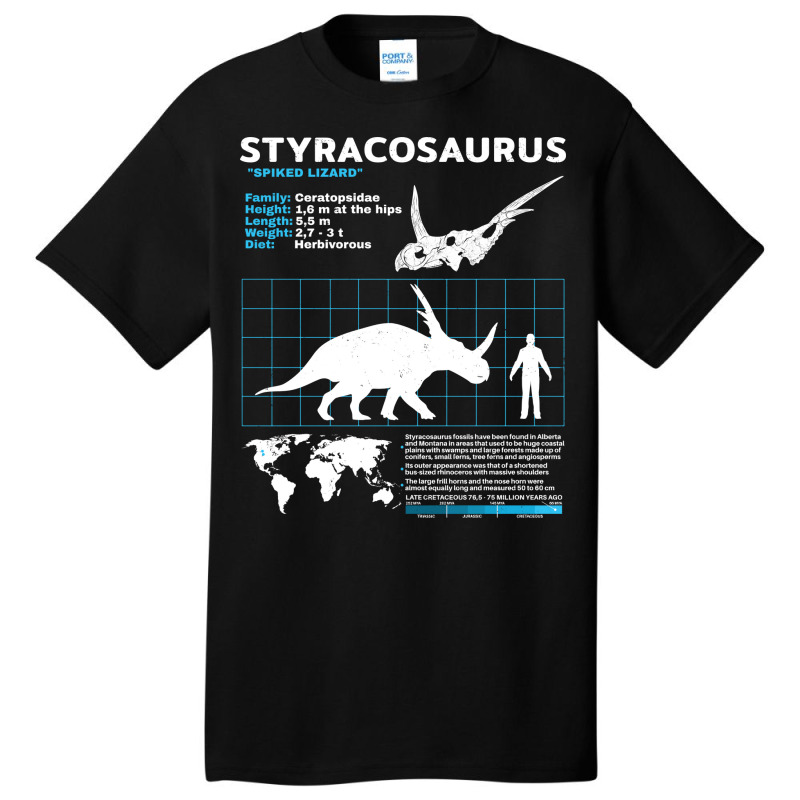 Styracosaurus Fact Sheet Retro Basic T-shirt | Artistshot