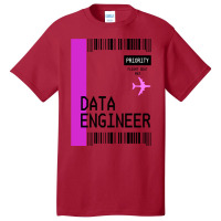 Plane Ticket Pocket Design Data Engineer Retro Basic T-shirt | Artistshot