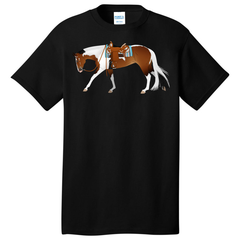 Tobiano Western Pleasure Horse Equine Rampaige Cut Basic T-shirt by mnoodincicr | Artistshot