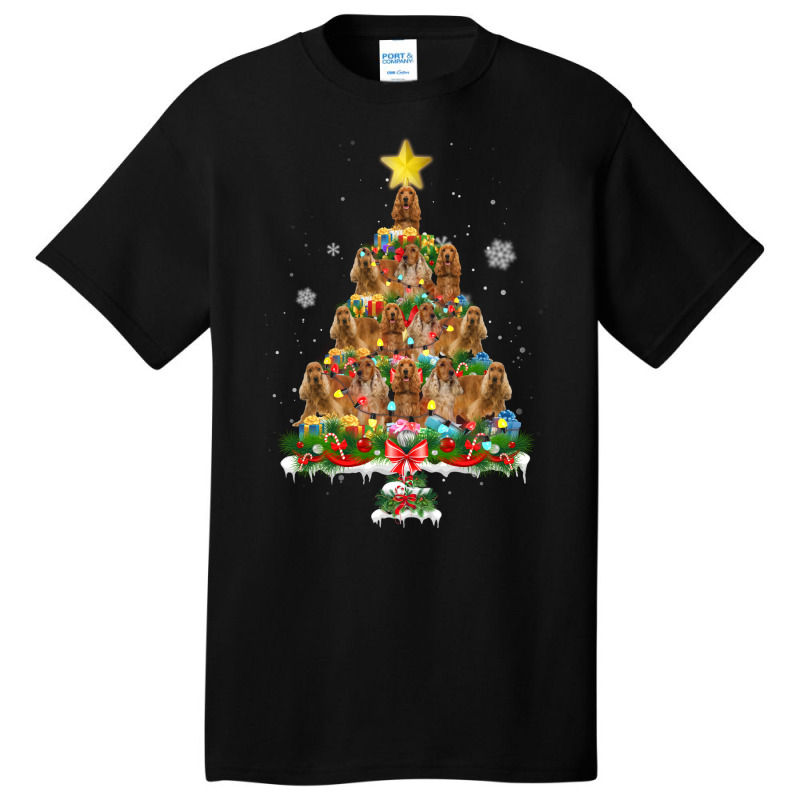 Cute English Cocker Spaniel Christmas Tree Dog Lov Basic T-shirt | Artistshot