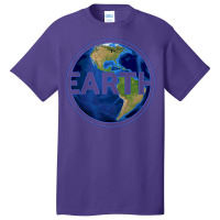 Planet Earth With America Gift Space Idea Aestheti Basic T-shirt | Artistshot