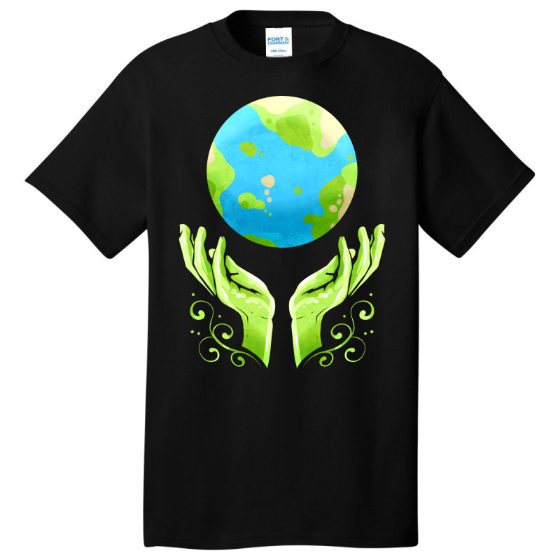 Two Hands Holding The Earth For Earth Day Travel Basic T-shirt by kosicnarwarw | Artistshot