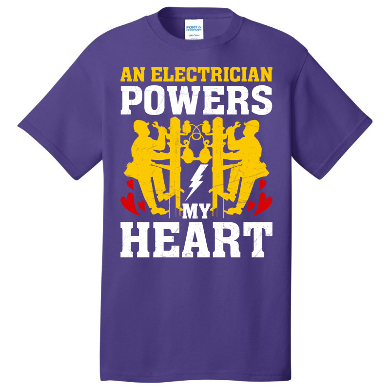 An Electrician Powers My Heart Stars Basic T-shirt | Artistshot