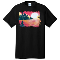 Sunset And Fishing View Landscape Blue Basic T-shirt | Artistshot