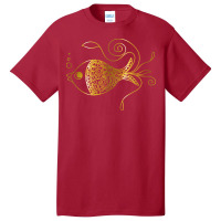 Unique Golden Floral Fish Girl Basic T-shirt | Artistshot