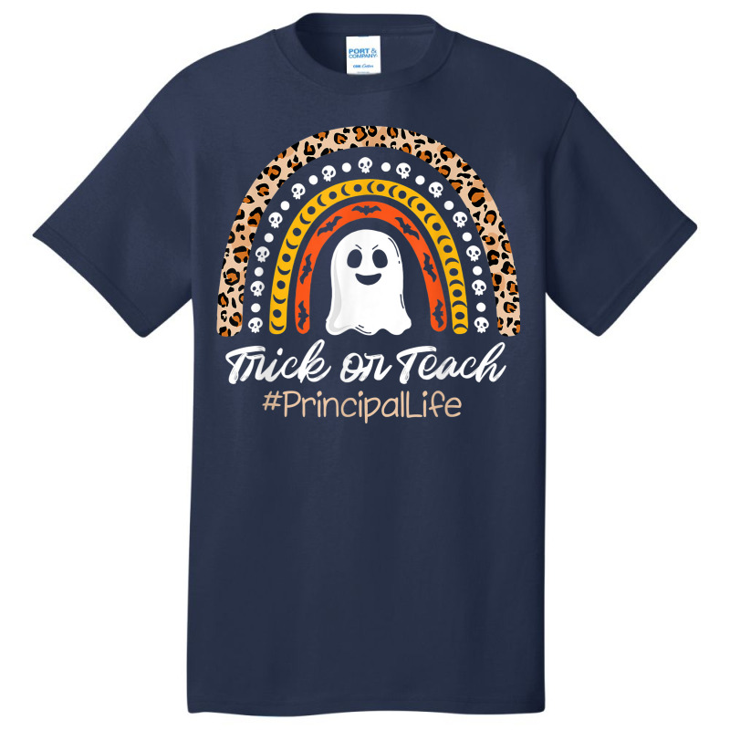 Trick Or Teach Principal Life Halloween Leopard Ra Basic T-shirt by Dapper | Artistshot