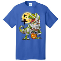 Dinosaur T Rex Mummy Pumpkin With Moon Halloween C Basic T-shirt | Artistshot