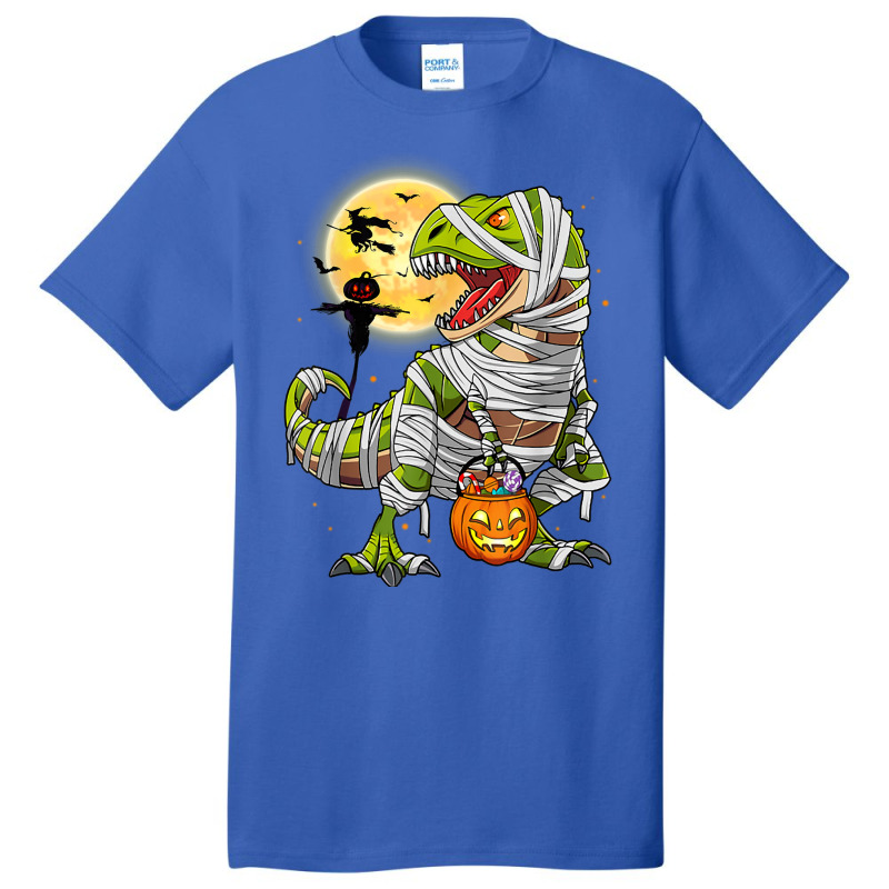 Dinosaur T Rex Mummy Pumpkin With Moon Halloween C Basic T-shirt | Artistshot