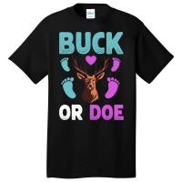 Buck Or Doe Gender Reveal Matching Ba Blue Nature Basic T-shirt | Artistshot