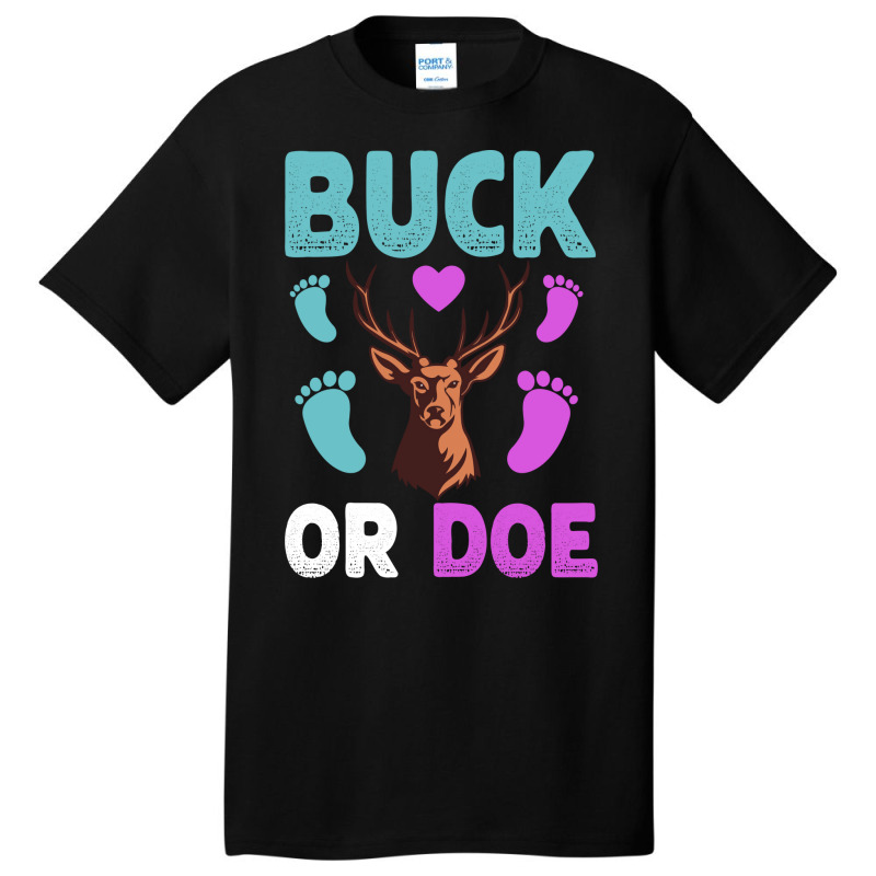 Buck Or Doe Gender Reveal Matching Ba Blue Nature Basic T-shirt | Artistshot