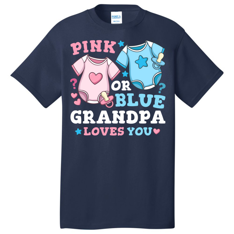 Gender Reveal Grandpa Pink Or Blue Nostalgia Basic T-shirt | Artistshot