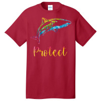 Protect Tie Dye Great White Shark Blue (1) Basic T-shirt | Artistshot