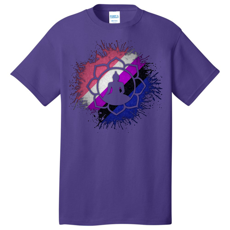 Paint Splatter Gender Fluid Pride Flag Lotus Symbo Basic T-shirt | Artistshot