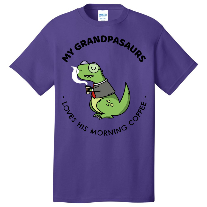 Grandpasaurs Loves His Morning Coffee Vintage Basic T-shirt by thanetsadib | Artistshot