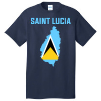 Saint Lucian Flag Inside Map Of Saint Lucia Vintag Basic T-shirt | Artistshot