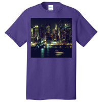 New York City Night Skyline Art Photo Basic T-shirt | Artistshot