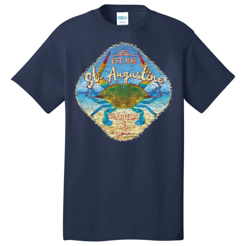 St Augustine Florida With Blue Crab On Beach Gift Basic T-shirt | Artistshot