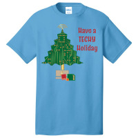 Techy Holiday Blue Basic T-shirt | Artistshot