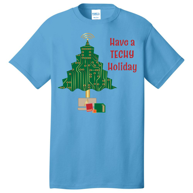 Techy Holiday Blue Basic T-shirt by cupzchewl | Artistshot